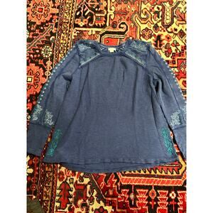 Sundance Embroidered Knit Long Sleeved Tee Size XXL